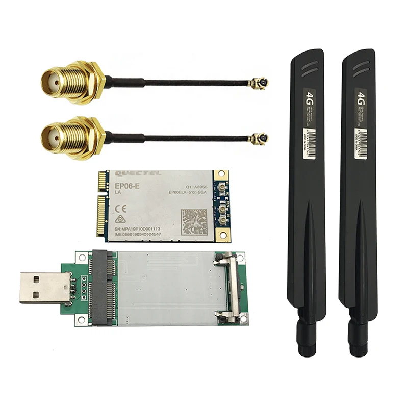 Vysoký zisk 38DBI 4G Anténa pre Quectel EP06-E LTE Mini PCIe CAT6 Modul s kartou adaptéra USB a SMA Žena do U.FL IPX kábla kábla