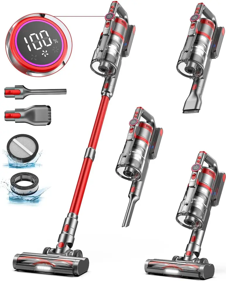 Vysávač, 45 kPa/550 W Stick vákuum s obrazovkou LED, max. 60 minút bežec