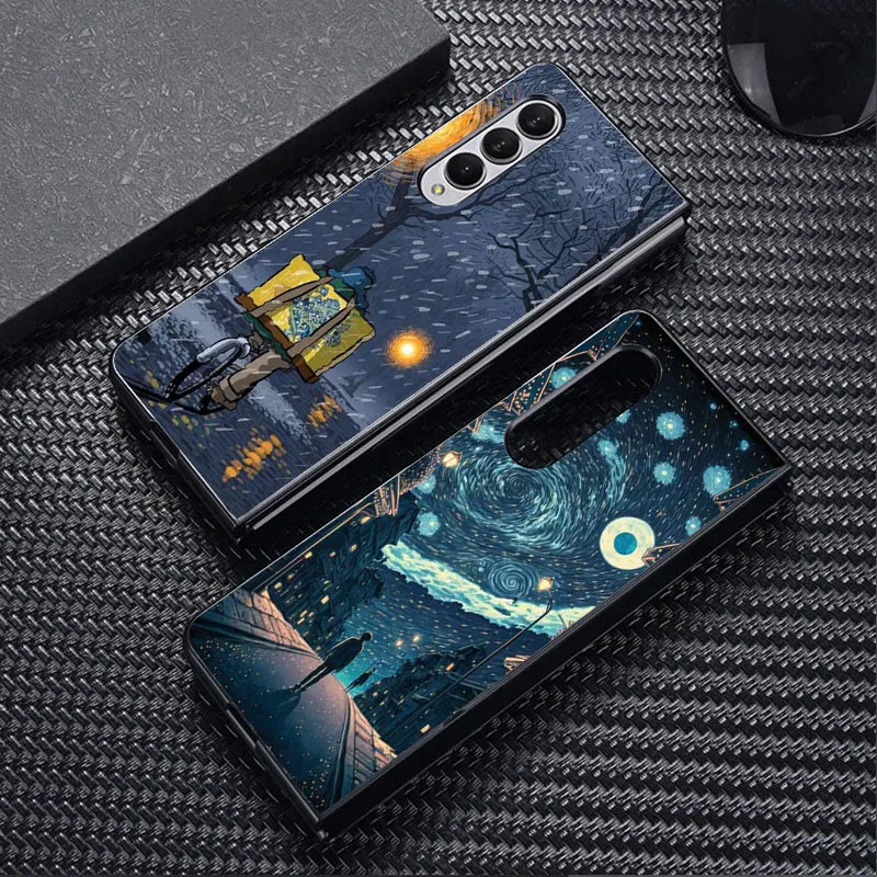 Vytlačte Van Gogh Emocionálne umelecké puzdrá pre Samsung Galaxy Zfold4 ZFORD5 5G Z FOLRE3 Z FOLRY