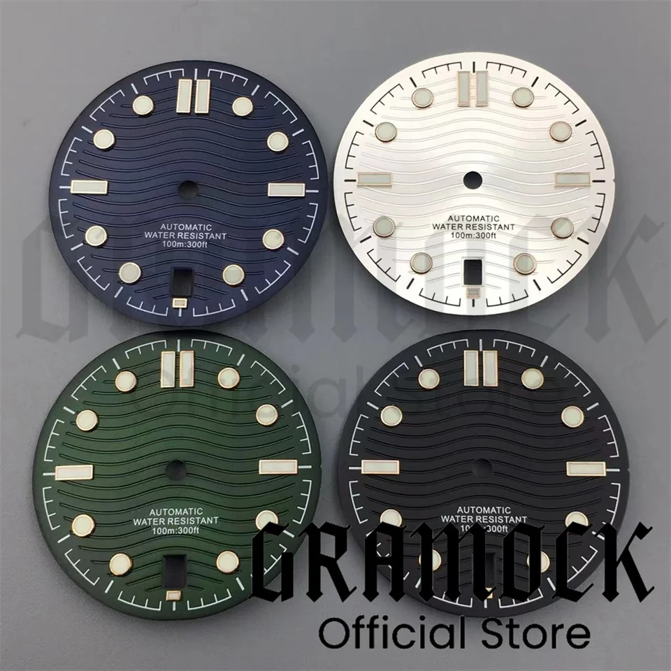 Vytáčanie 31 mm čiernej bielej modrej zelenej farby hodiniek Luminous Watch Faces for Fit NH35 šesť o 'hodinové datové pohyby