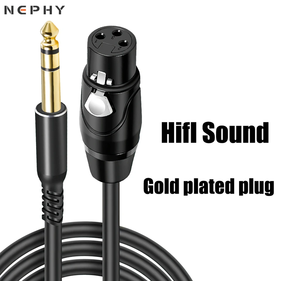 Vyvážený kábel 6,35 mm až XLR pre zosilňovač mixítora mikrofón Hifi Sound Hifi Sound 3 Pin Cannon OFC COND 6,5 mm