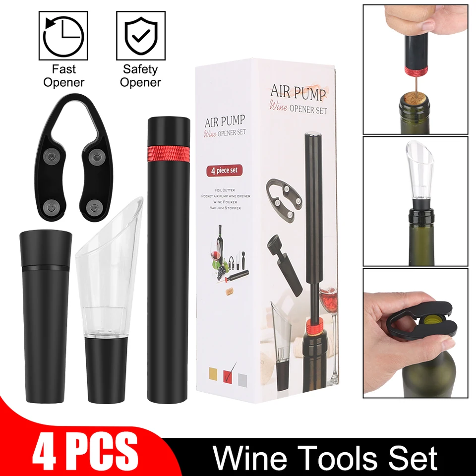 Vzduchový vákuový zátkovací víno otvárač vína 4 PCS/Set pre červené víno fóliu pin typu Cork Out Tool Tool Wine Ualrer