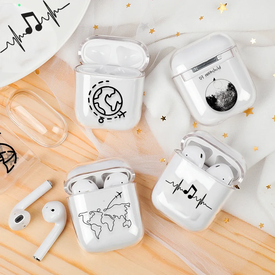 Vzor lietadla Čisté puzdrá slúchadiel pre AirPods 4. 2 1 1 3 Pro 2 Fundas Cover Pariz pre slúchadlá pre Apple AirPods Air Mods Pro AirPods3