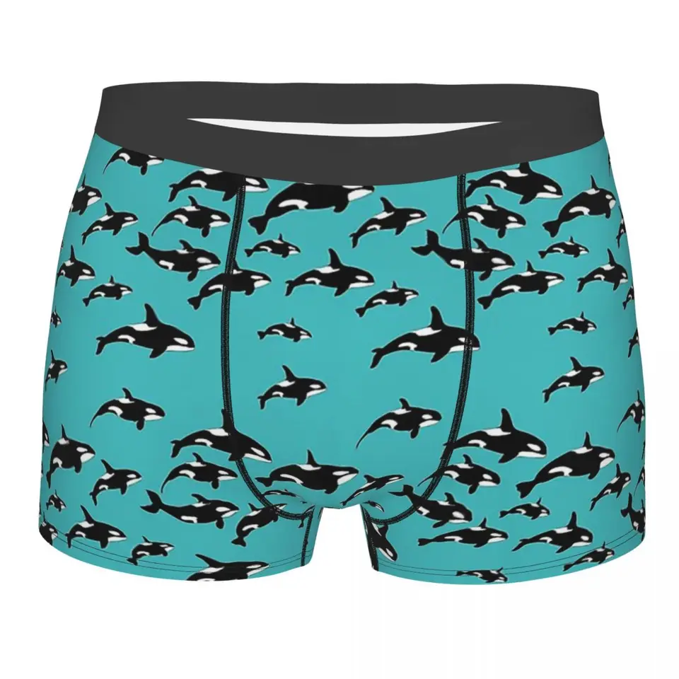 Vzor na modrom orcinus orca veľryba delfíny spodky nohavičky Breathbale Mužské spodné prádlo Sexy šortky boxer