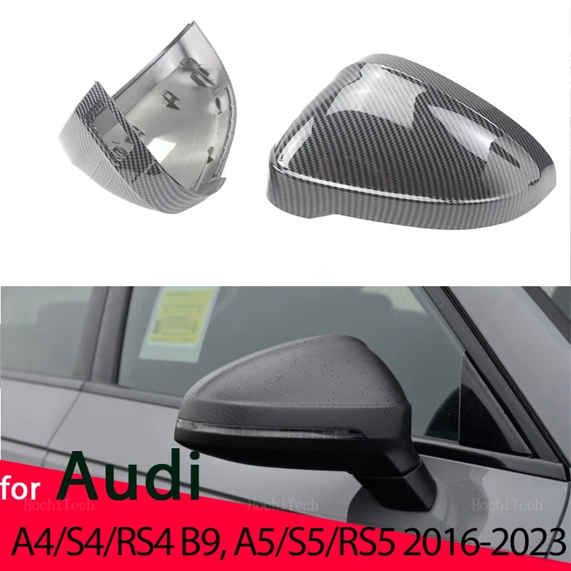 Vzor z uhlíkových vlákien Čierne bočné zrkadlo kryty čiapky Výmena za Audi A4 B9 Quattro Sline A5 S5 RS5 Sportback Side Assist