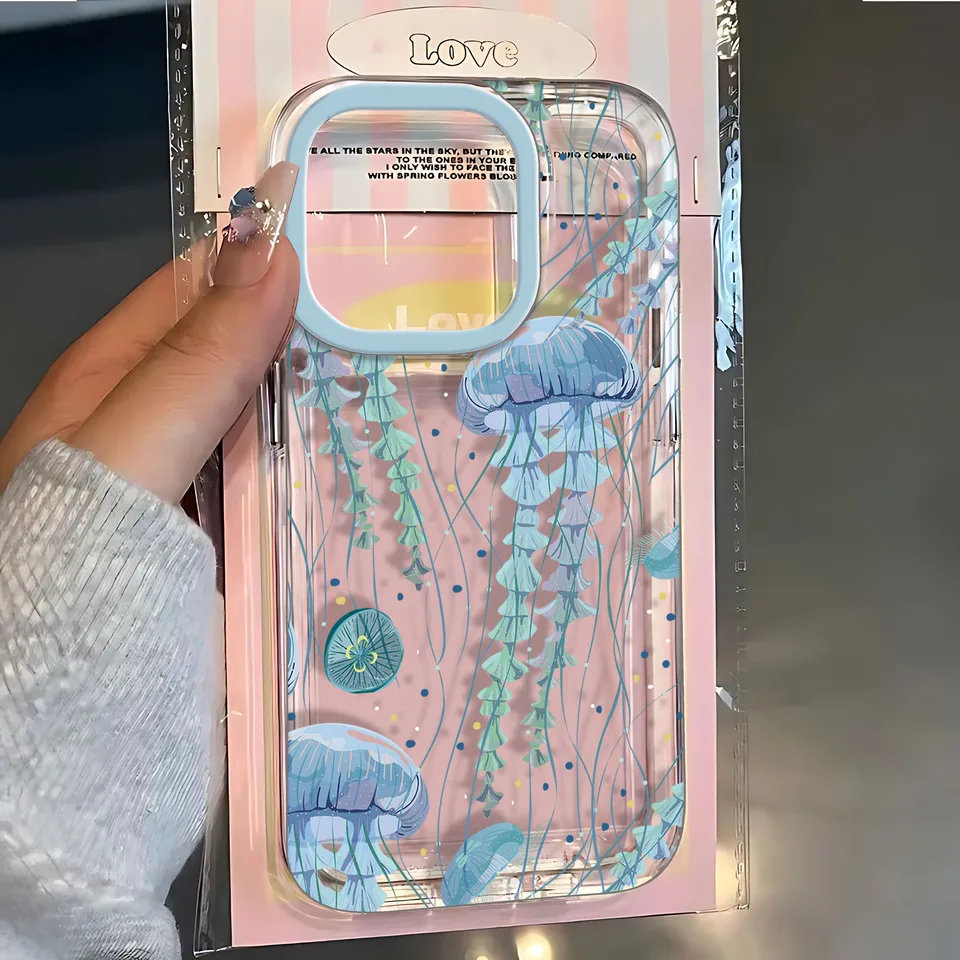 Vzorový puzdro na telefón Ins Jellyfish pre Vivo V40 V30E V29E V27 V25 V23 Y28 Y03 Y17S Y100 Y36 Y16 Y75 Y21 4G 5G Clear TPU Cover TPU