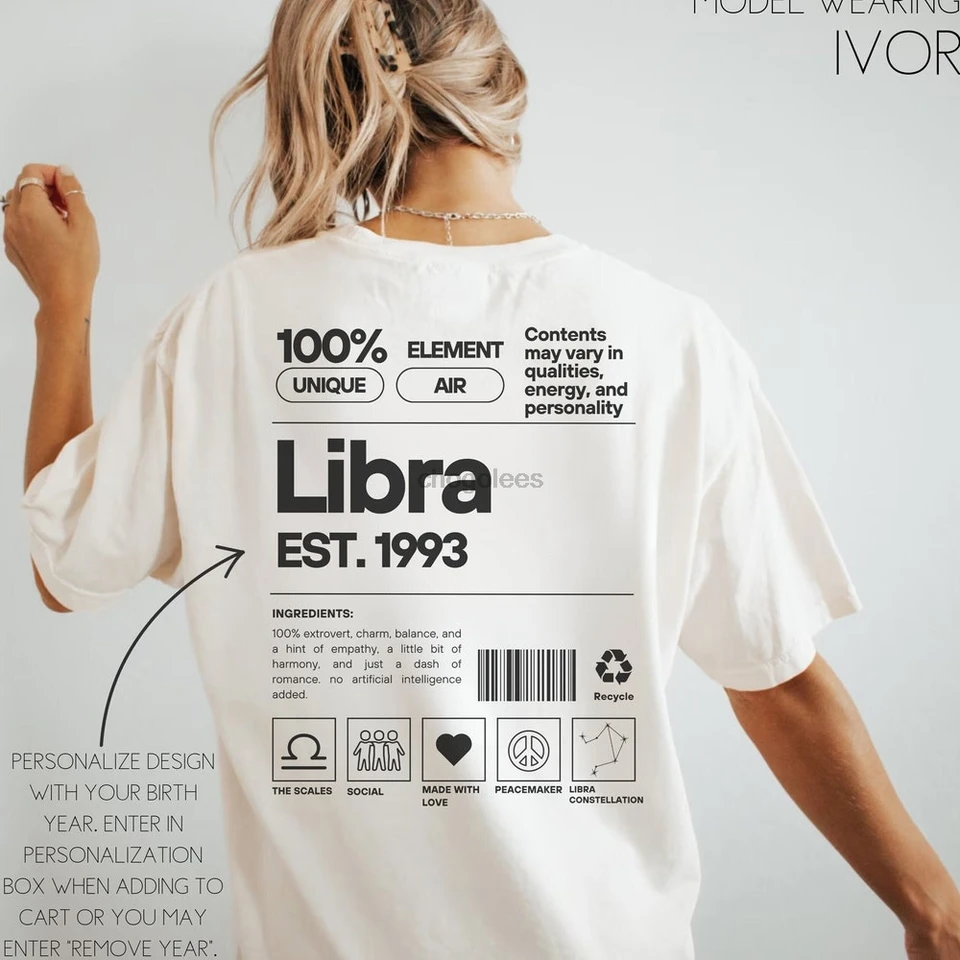 Váhy tričko Vlastné Zodiac Tshirt Prispôsobený darček horoskopu v mojej libre tričko astrológie tričko september k narodeninám Darček pre