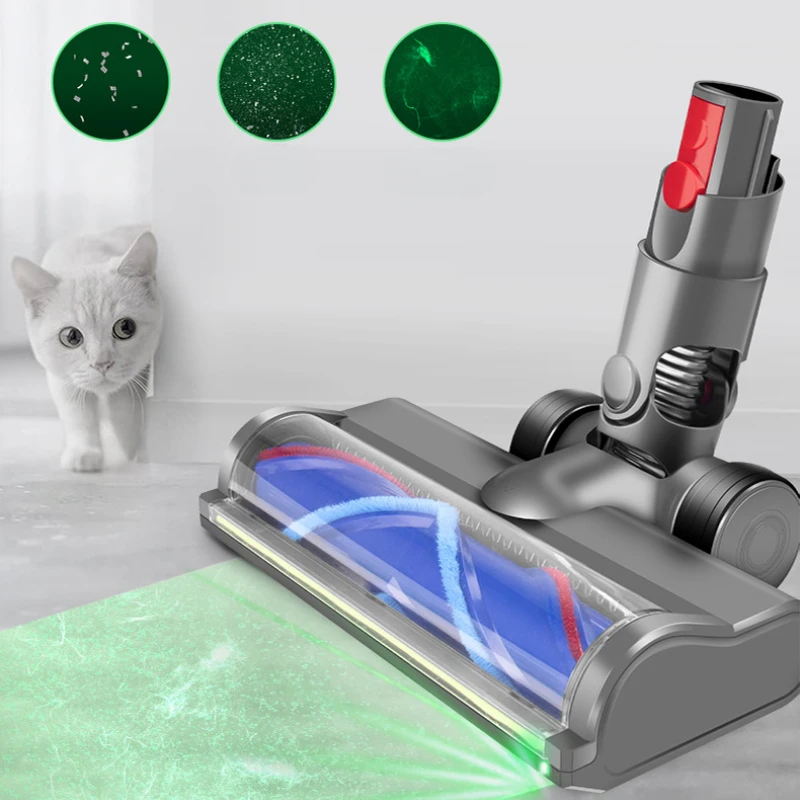 Vákuová hlava pre Dyson V6 V7 V8 V10 V11 V15 V12SLIM Vákuové čistiace čističe s LED svetlometmi pre diely z tvrdého dreva a kobercov