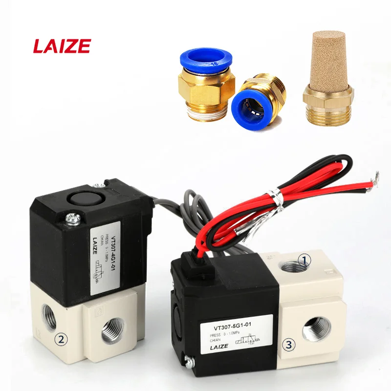 Vákuový solenoidný ventil Pilot-ovládaný vysokofrekvenčný priamy pôsobiaci 2 poloha 3 Way 220V 24V 12V VT307V
