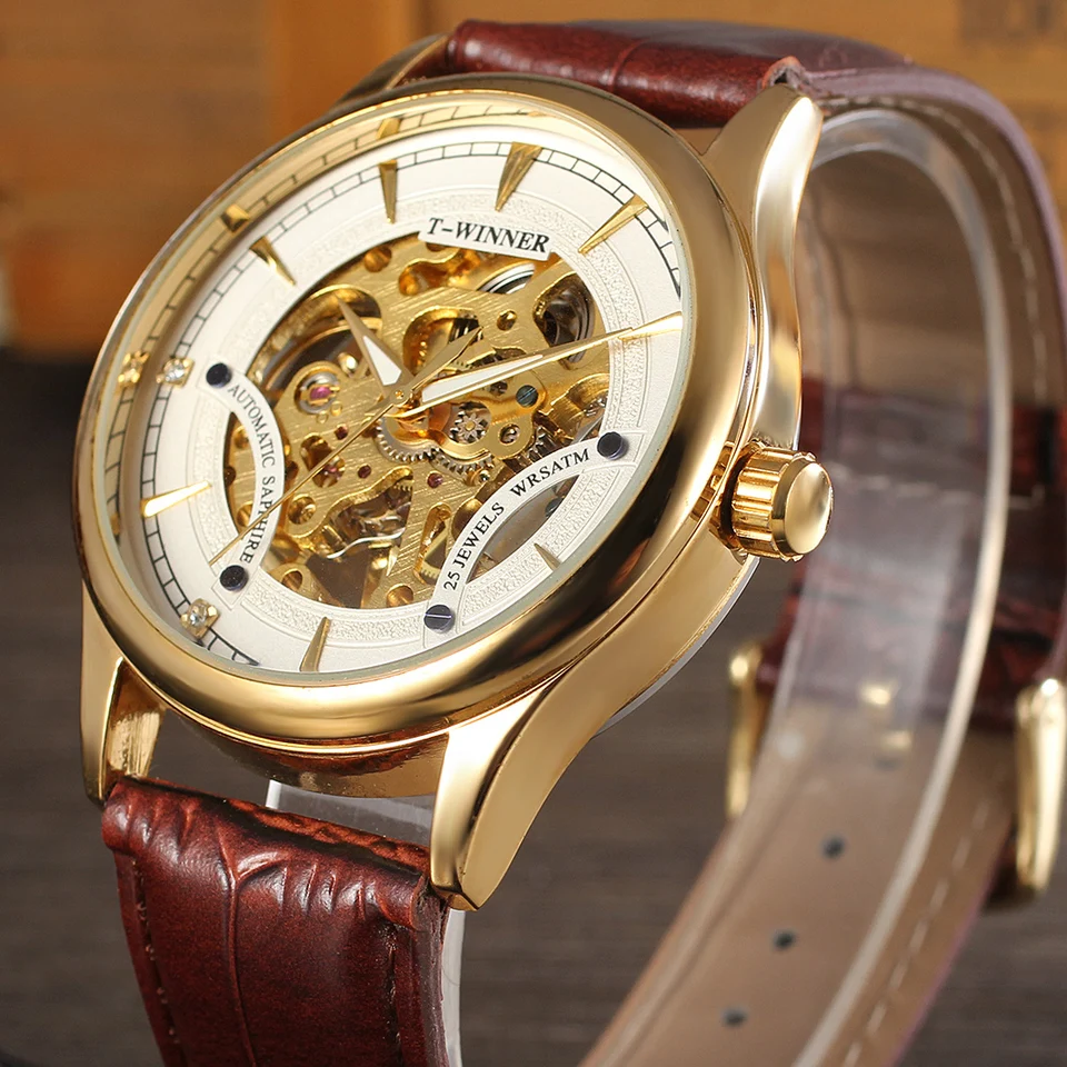 Víťaz Originálne replika hodinky Red Transparentné kostrové mechanické náramkové hodinky pre mužov Fancy and Stylish Reloj Hombre relógios