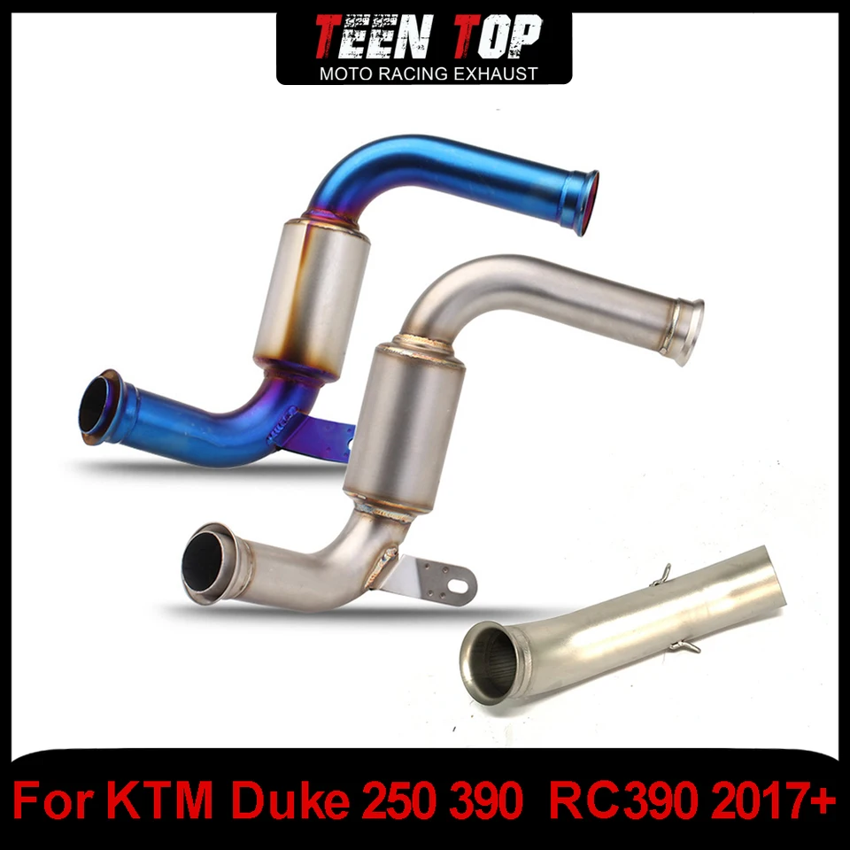 Výfuk Motobike Výfukové tlmičko Escape pre KTM Duke 250 390 RC390 Oceľová stredná spojovacia rúrka Decat Pipe Duke 390 2017+ Nerezová oceľ