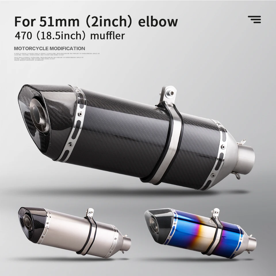 Výfuk pre motocykel Univerzálny uhlík 470 mm Sports 51 mm výfuku Click150 PCX150 CBR150R FZ150 ADV150 R15V3