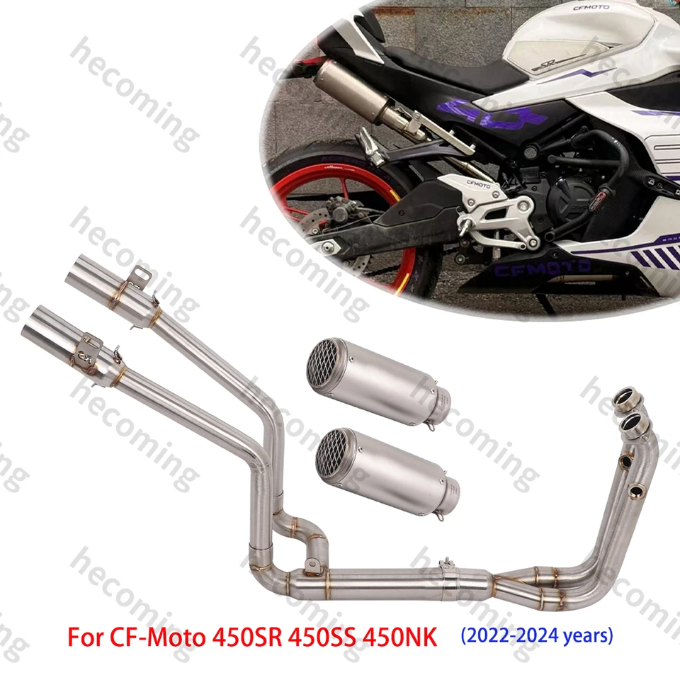 Výfukové hlavičky Pipe Daul tlmič tlmiča skĺznutím pre CF-Moto 450SR 450SS 450nk 2022-2024 Výfuk úniku upravte predné linkové potrubie