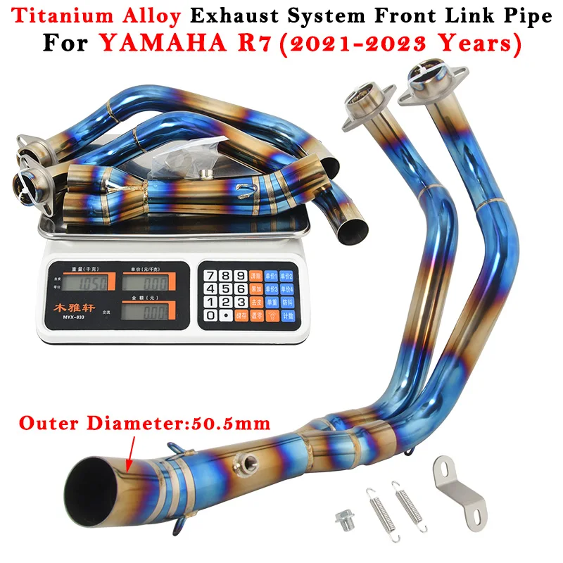 Výfukový systém motocykla Úniky upravené 51 mm tlmič tlmiča Titanium zliatiny predného stredného prepojenia Pipe Slip On pre Yamaha R7 2021 2022 2023