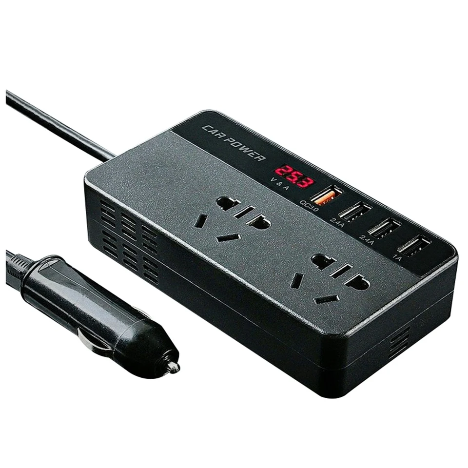 Výkonový invertor vozidla Pure sínusová vlna DC 12V 24V až AC 220V USB Transformátor prevod nabíjacieho prevodníka