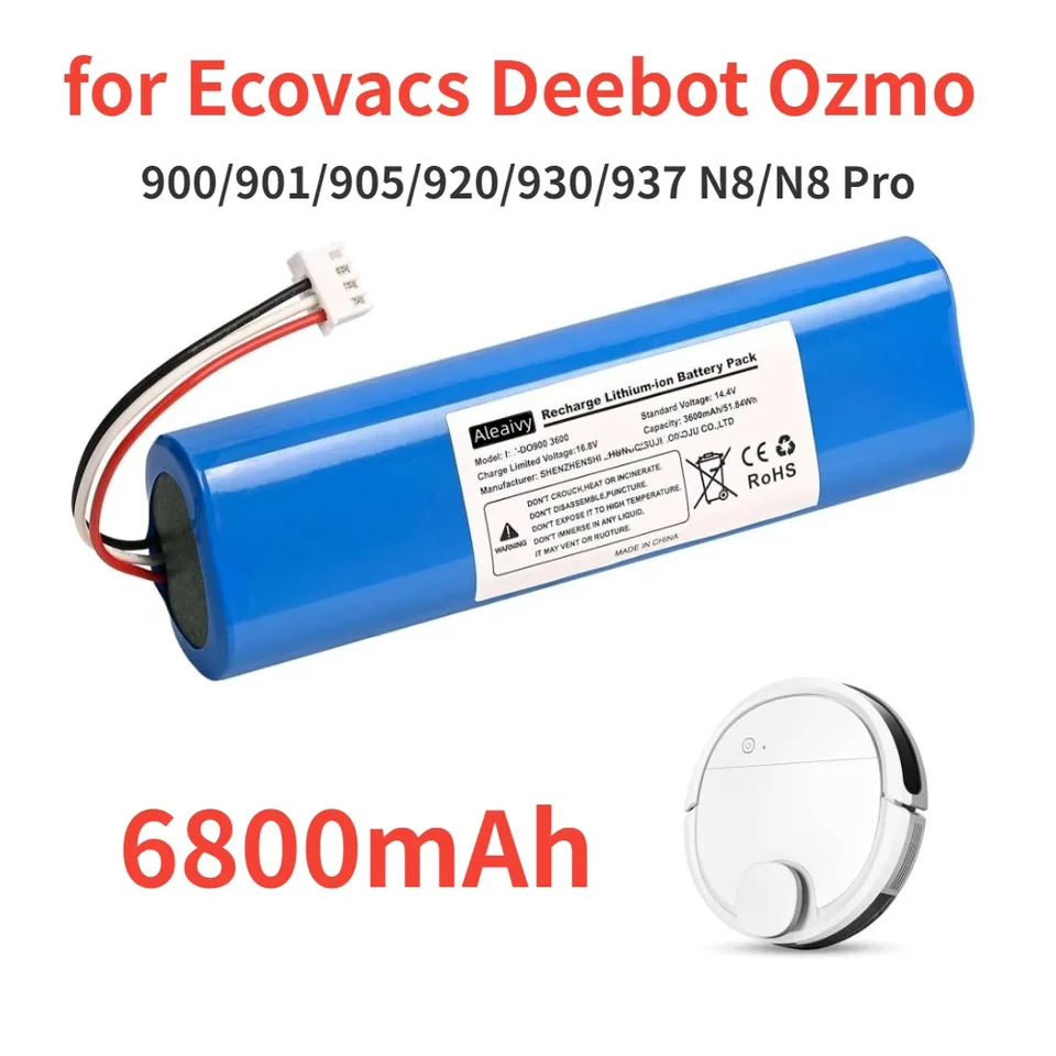 Výmena batérie 6800 mAh pre ECovacs Deebot Ozmo 900 901 905 920,930 937, N8, N8 Pro Li-Ion 14.4 V batéri