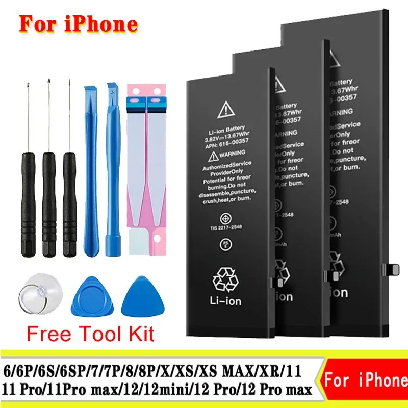 Výmena batérie AAAAA pre iPhone 6 6P 6S 6SP 7 7p 8 8p x xs xs max xr 11 pro Max 12 Mini 12 Pro Max Phone Posledné batérie