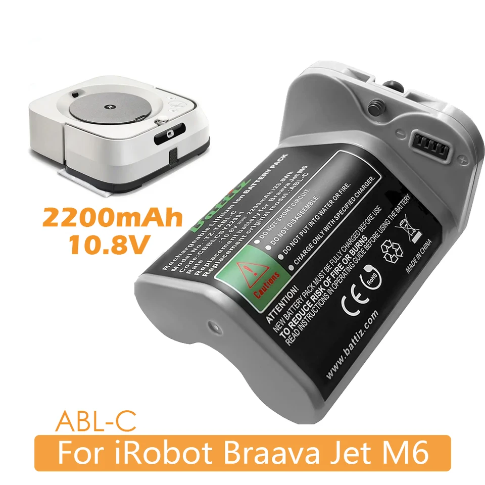 Výmena batérie ABL-C kompatibilné s IROBOT BRAAVA JET M6 VACUUM 10,8 V 2200 mAh