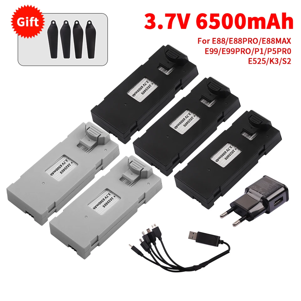 Výmena batérie E88S 3,7 V 6500 mAh pre F185 F195 S92 P1 UAV batériové príslušenstvo pre záložné batérie diaľkového ovládača E88