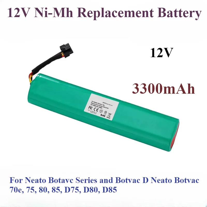Výmena batérie Neato 70E 3300MAH 12V Ni-MH pre sériu Neato BoTAVC a Botvac D Neato Botvac 70E, 75, 80, 85, D75, D80, D85
