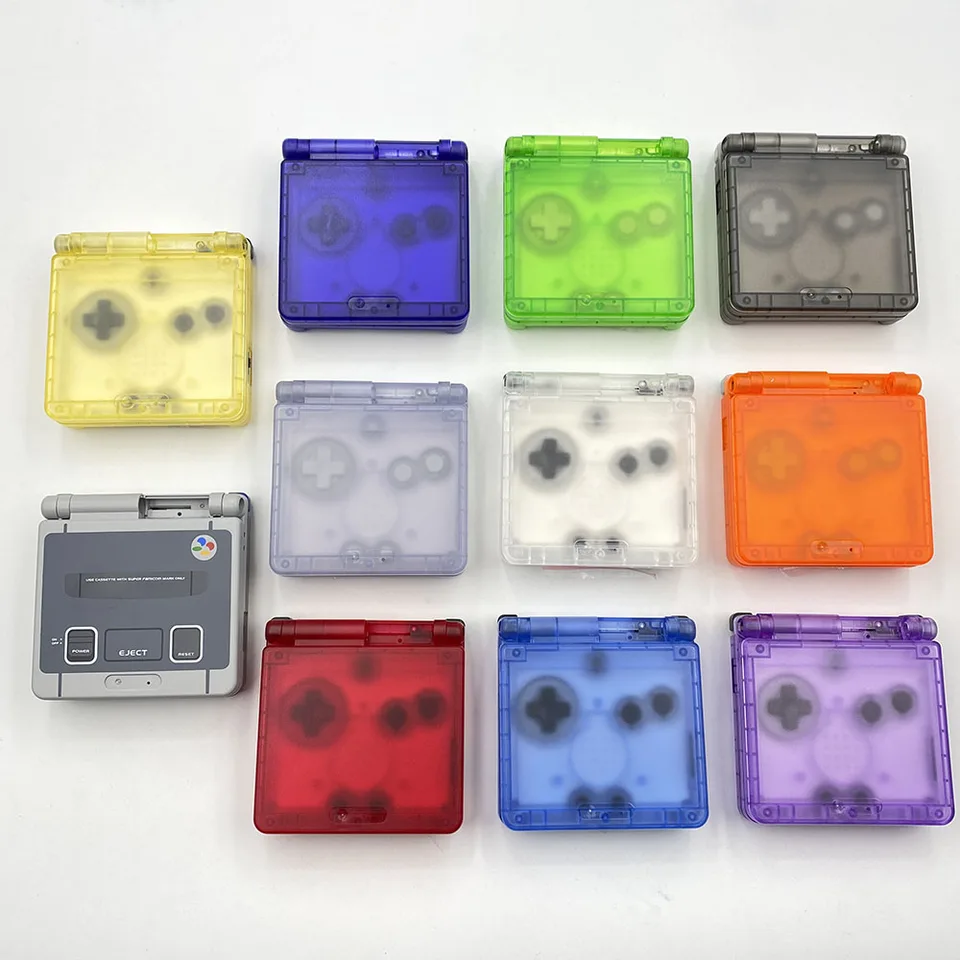 Výmena GBA SP bývanie pre Gameboy Advance SP priehľadná škrupina pre herné puzdro GBA SP IPS s štítkom nálepky