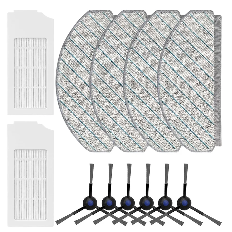 Výmenné diely pre ECovacs Deebot N20/N20 Plus/N20 Pro Plus Plus čistiace čistiace prostriedky - bočné kefy, filtre HEPA, utierky
