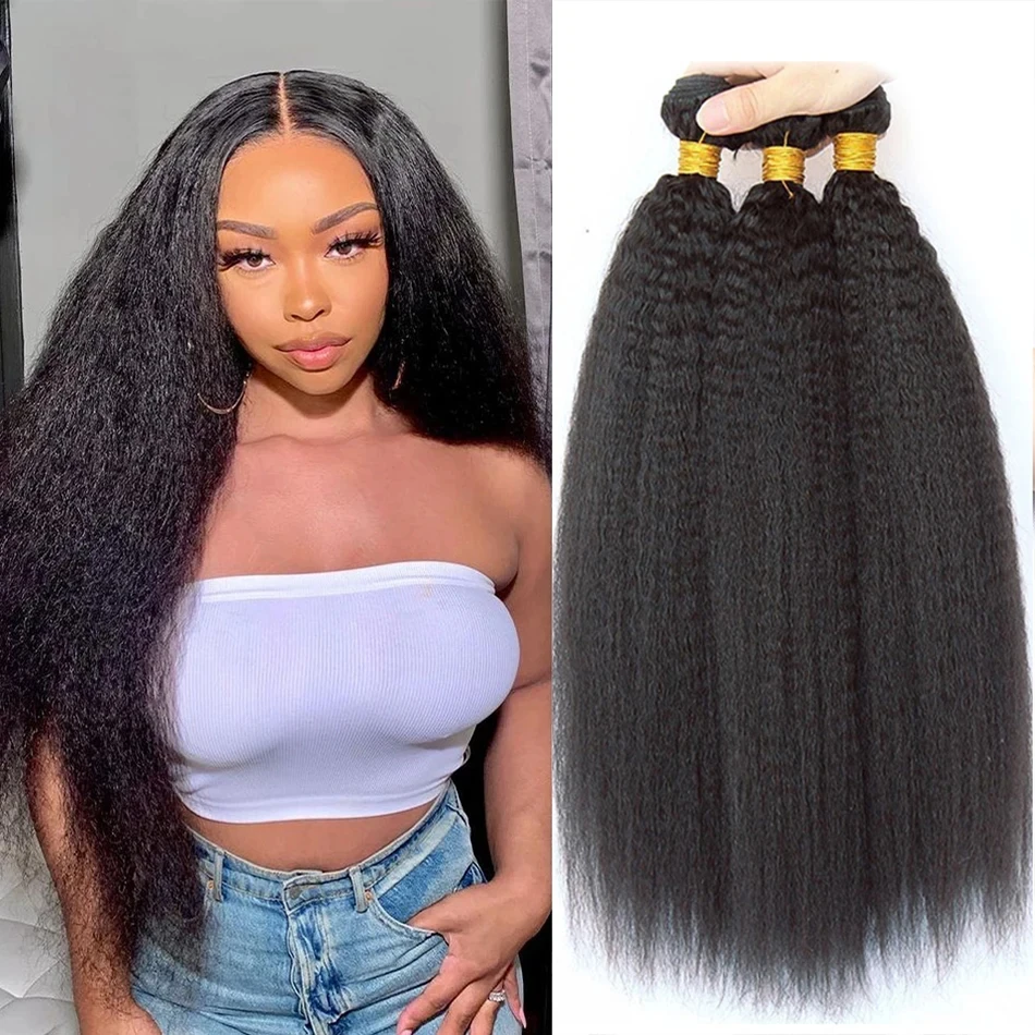 Výstredné priame zväzky 100% nespracované ľudské vlasy väzba 12A Remy Hair Extensions Yaki Rovné vlasové zväzky 1/3/4/ks