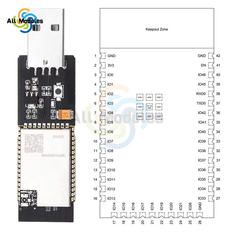 Vývojová doska ESP32-S2 pre modul PS4 9.0 Obnovenie modulu spaľovacieho nástroja USB 4MB Flash ESP32-S2 Modul