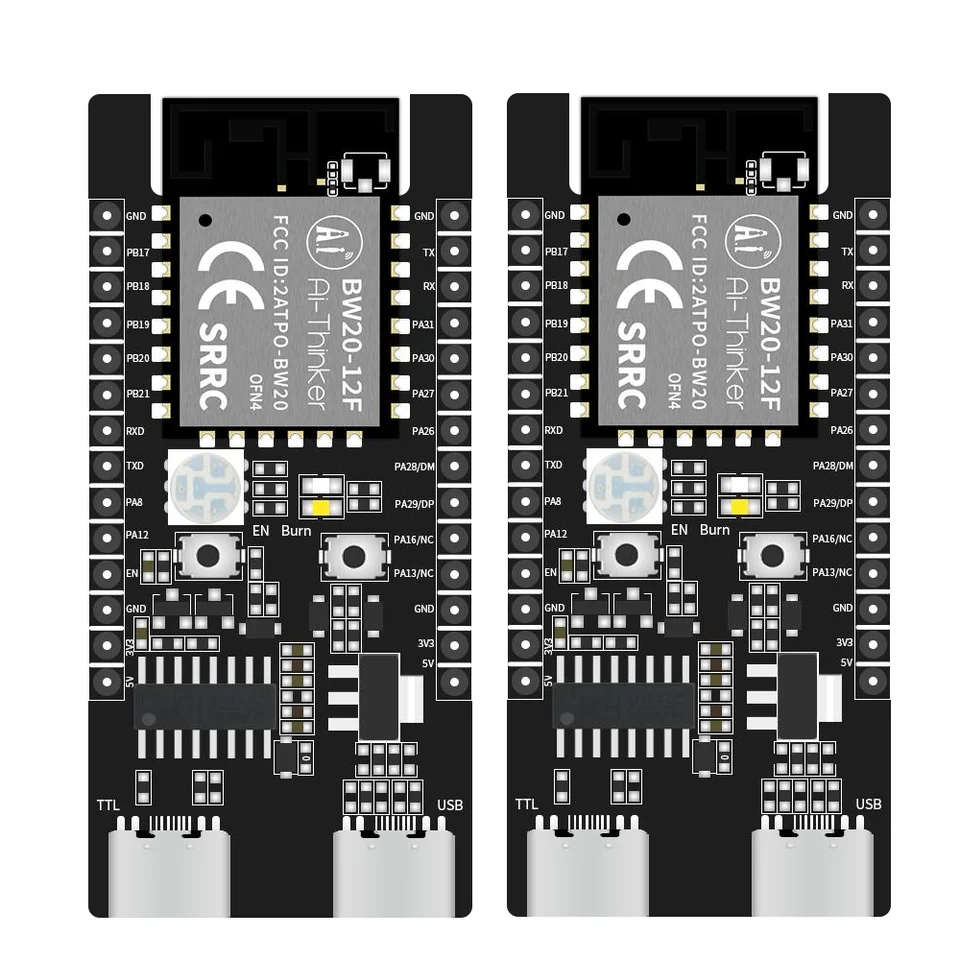 Vývojová doska modulu BW20-12F so vstavaným RTL8711 Dual-Band Wi-Fi/BLE SOC Chip, podporuje režimy HT20/HT40