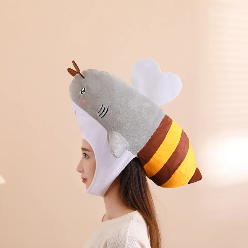 Včelové žraloky Klobúky Zvieratá Kawaii Headgear Ženy Men karikatúry rekvizity Halloween Cosplay chlapci dievčatá Dievčatá párty klobúky vtipné roztomilé narodeniny darček