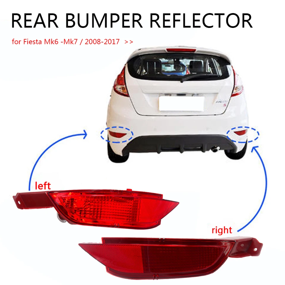 Vľavo pravý zadný nárazník reflektor Zadný nárazník Zostava svetla hmlovej žiarovky pre Ford Fiesta Mk6 Mk7