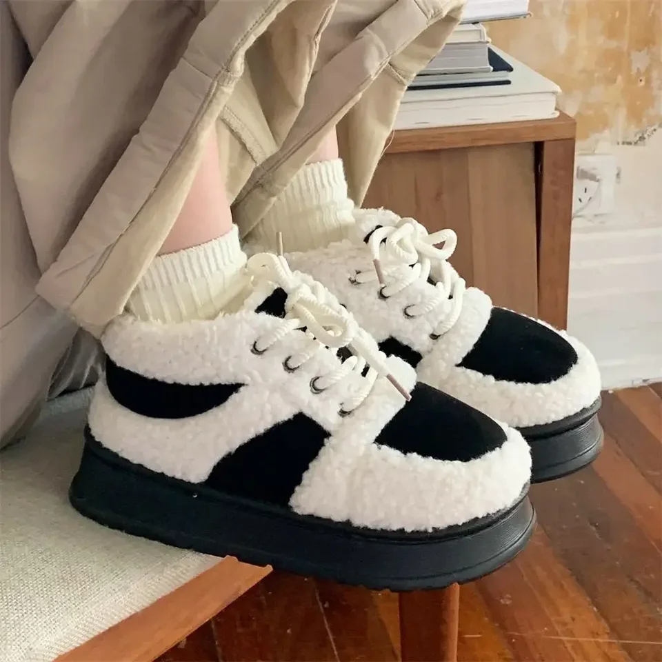 Všestranná zimná módna bavlnená topánky pánske dámske dámske dámske pohodlné teplé teplé nekĺzanie retro jahňacieho chlieb Shoelace Shoelace