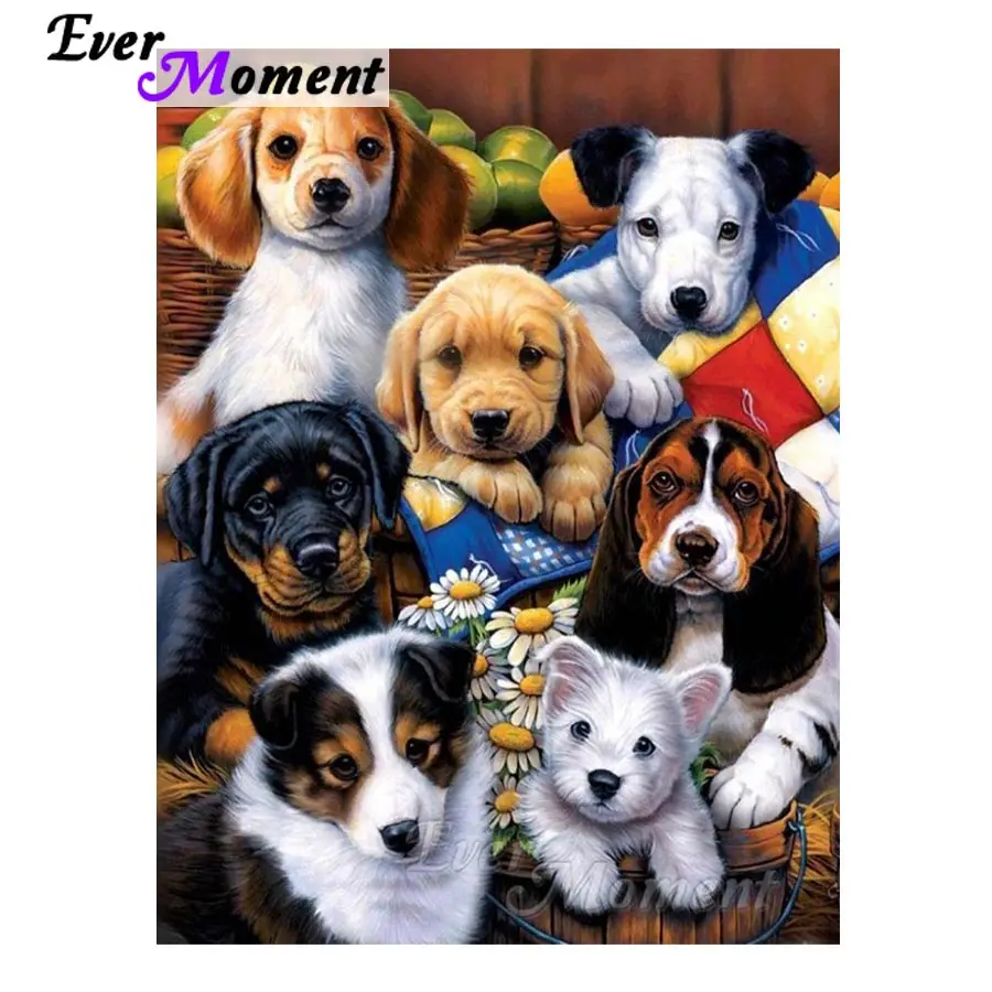 VŠETKO Moment Diamond Painting Dogs Animal Cross Stitch Diamond výšivka 5D DIY Mosaic Handmade Home Darček ASF1247