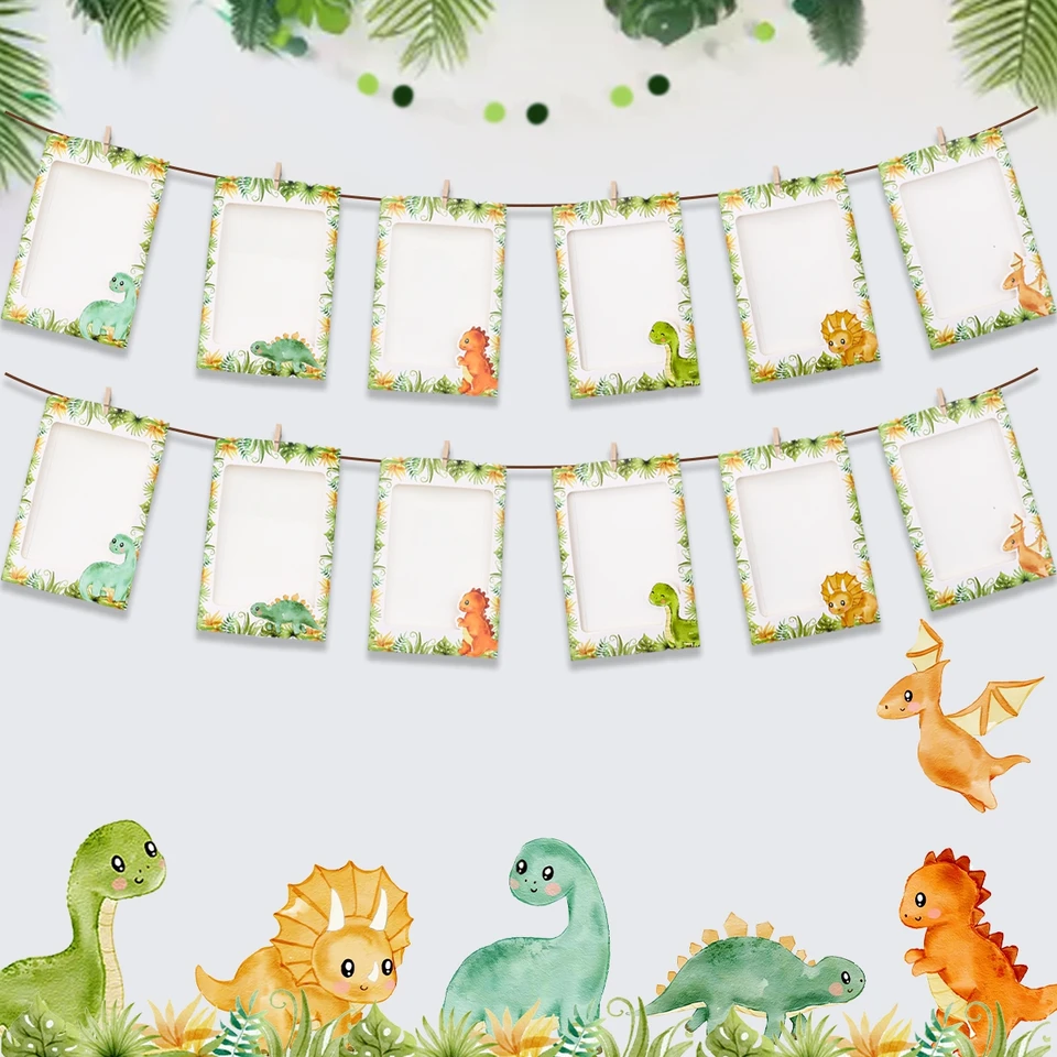 Všetko najlepšie k narodeninám Fotorematický banner dinosaurus fotografia girlanda 1. bitday party dekorácie deti chlapec dievčatko bábätká dekora