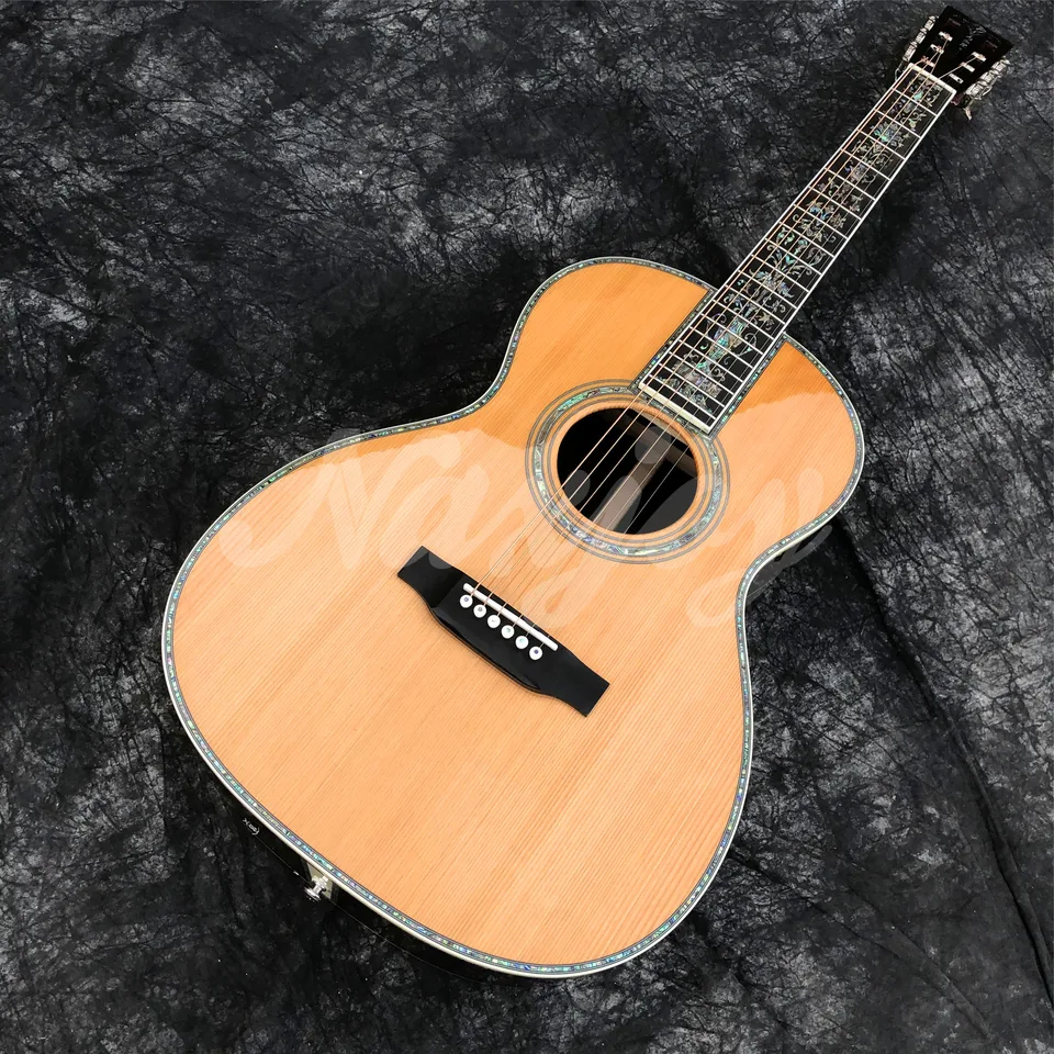 Všetky masívne drevo 39 palcov ooo typu akustická gitara Abalony inlays céder horné teleso ružového dreva