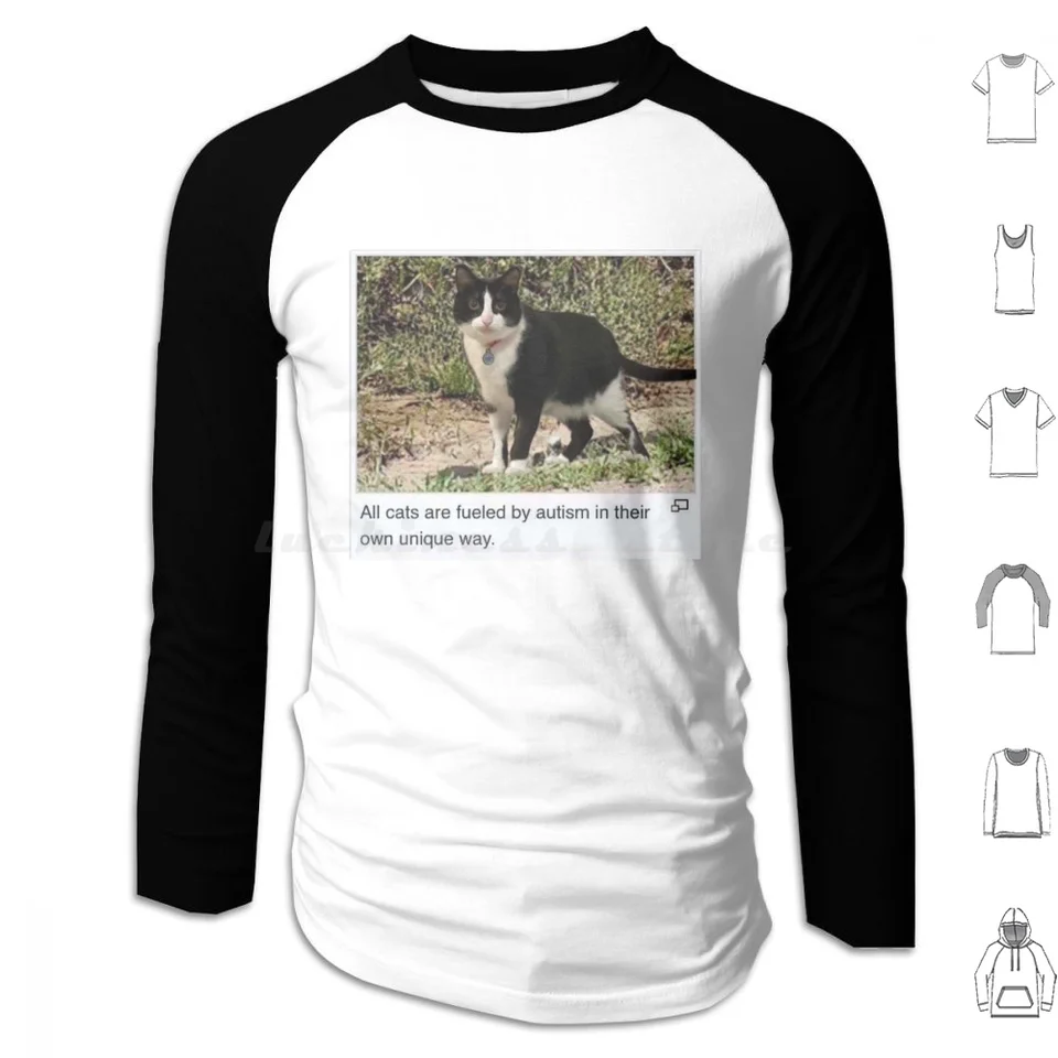 Všetky mačky sú poháňané autizmovou kapucňou bavlnená s dlhým rukávom Cat meme autizmus autistické mačky vtipné mačky mém Funny Cat