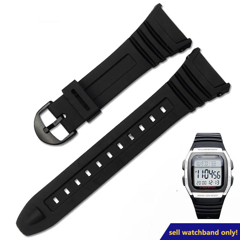 W-96H Silikónový popruh náramku pre Casio W-96H Silikónové strážne doplnky Pánsky vodotesný šport Vymeňte náramok