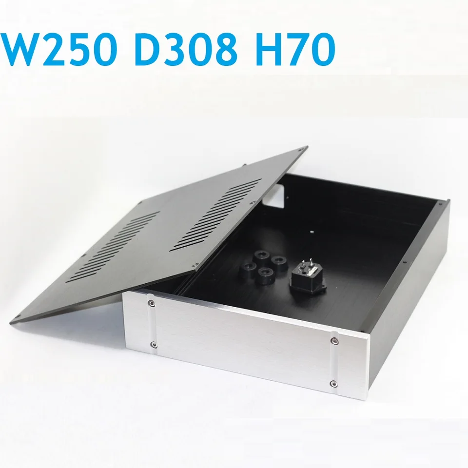W250 H70 D308 Decoder AMP pre slúchadlá AMP KOXIS Zosilňovač DAC Hliníkový hliníkový podvozok napájanie DIY PAN