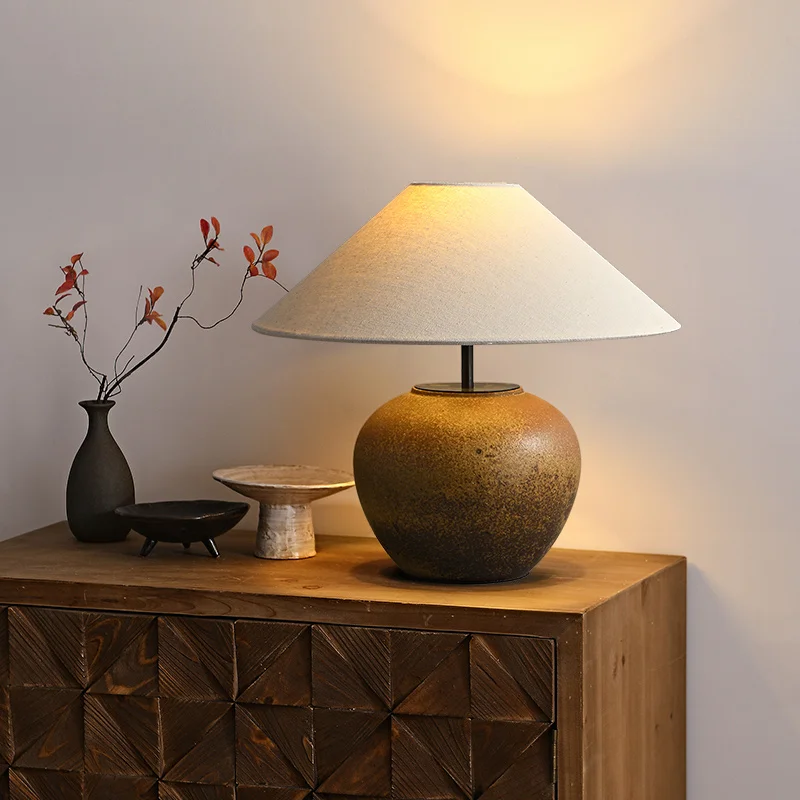 Wabi Sabi v štýle ručne vyrábané hrnčiarske jar stolové lampa, japonský dizajnér obývacia izba dekorácia ozdoba