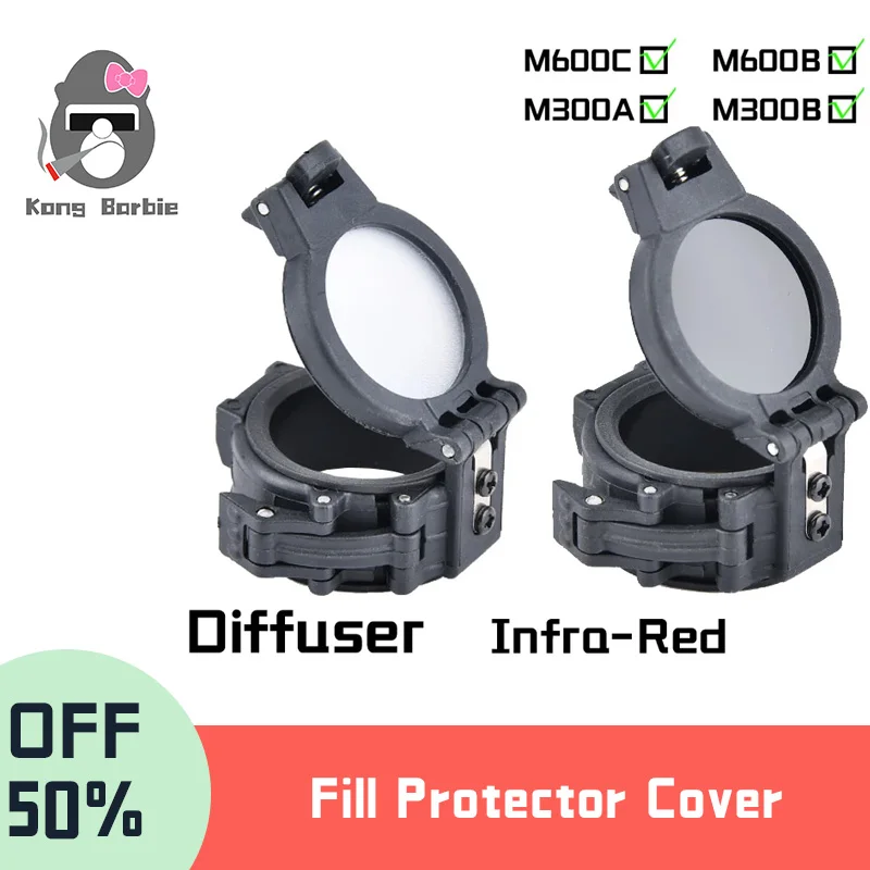 WADSN M600 M300 taktická baterka IR výplňový kryt pre chránič pre M300B M600B M300C M600C Lovecká zbraň Scout Scout Light Accessoires
