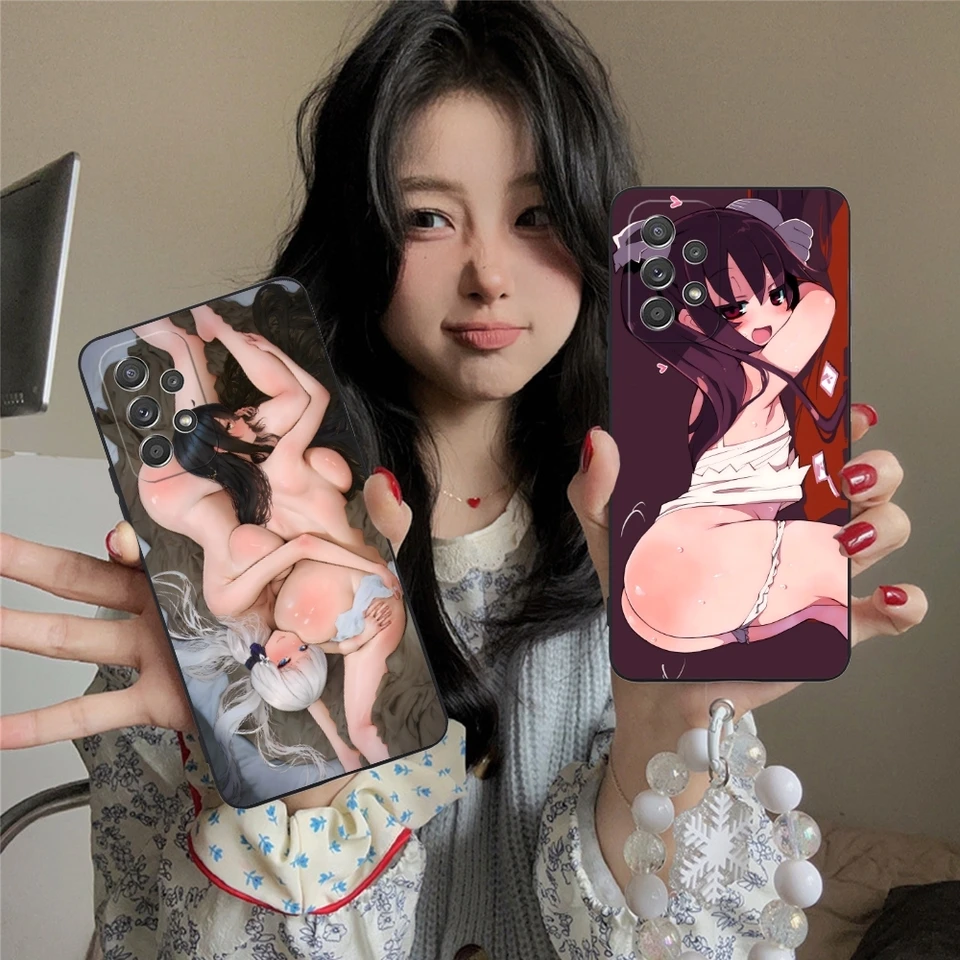Waifu hentai sexy puzdro mobilného mobilného telefónu pre Samsung Galaxy A91 73 71 70 54 53 52 34 24 21 21 S 5G Čierny mäkký kryt shell telefónu