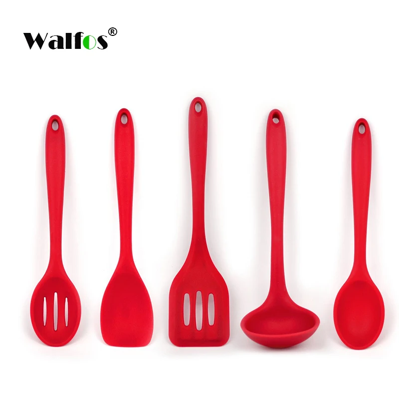 Walfos Cooking Spatula Turner Spoolula Miešanie lyžice Sloon Stron Spoon 5ks kuchynské silikónové kuchynské náradie kuchynský náter set