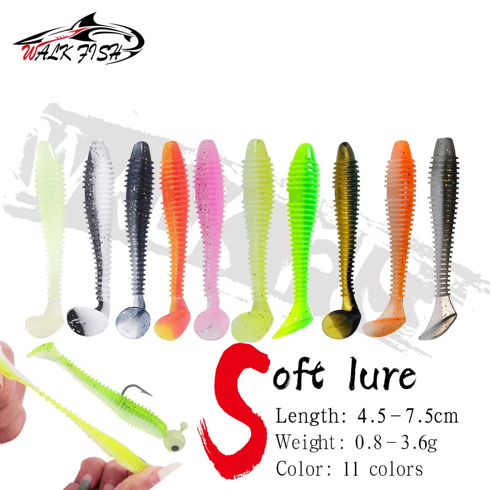 Walk Fish 10ks 4,5 cm-7,5 cm mäkký plastový rybársky rybolov Červové návnady Jigging Wobbler Rybárske návnady plavky na rybolov slanej vody