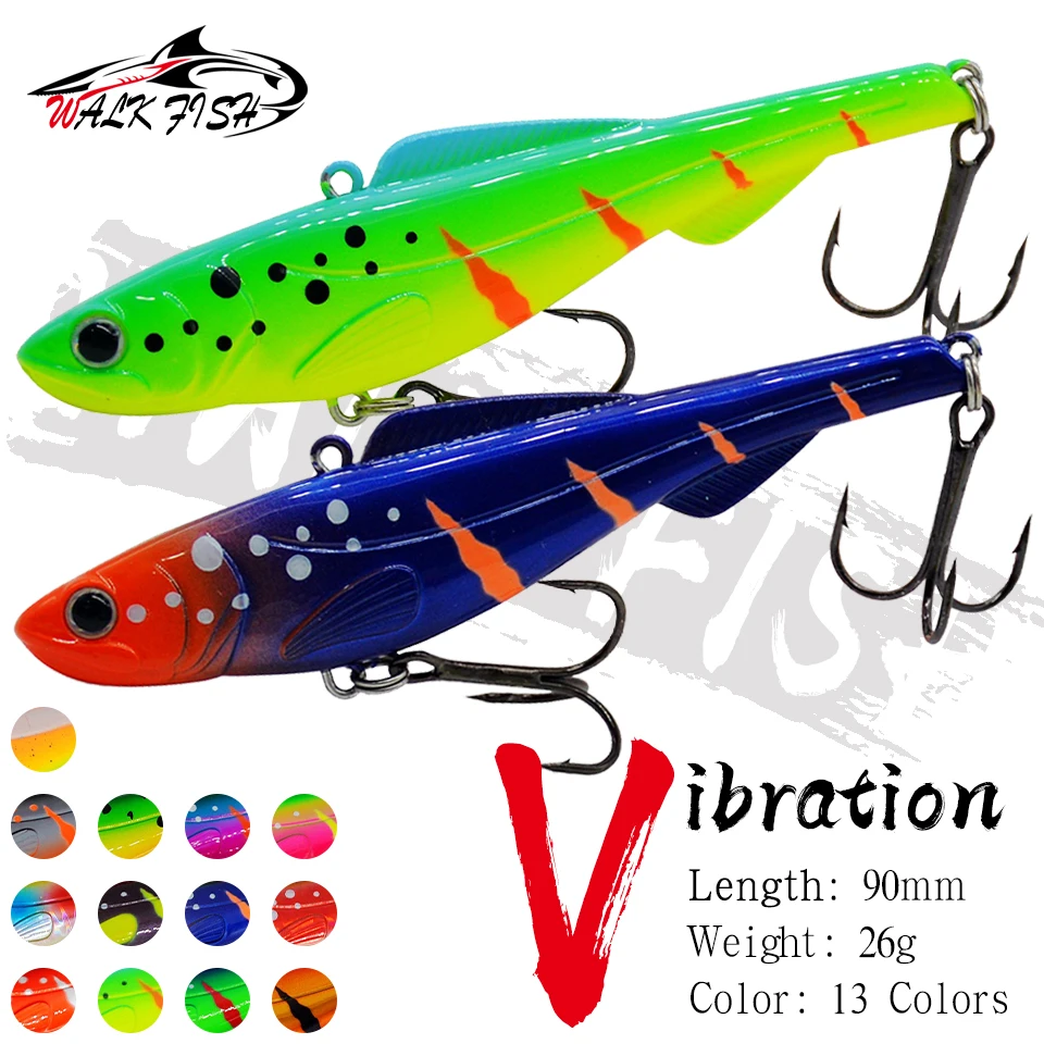 Walk Fish Nové potápanie 1ks 9cm/26g VIB VIB Rybárska Lure Winter Ice Isca Artificial Rattlin Vibration Crankbait Treble Hook Tvrdá návnada