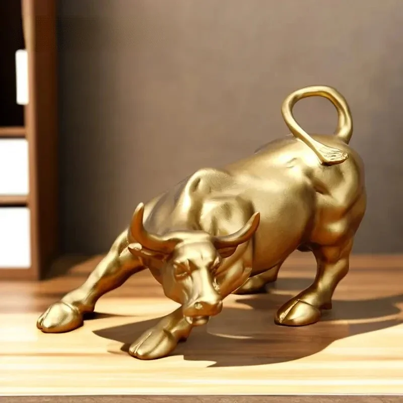 Wall Street Bull Figurín Akciový trh maskot zlatý ox socha živicí umenia