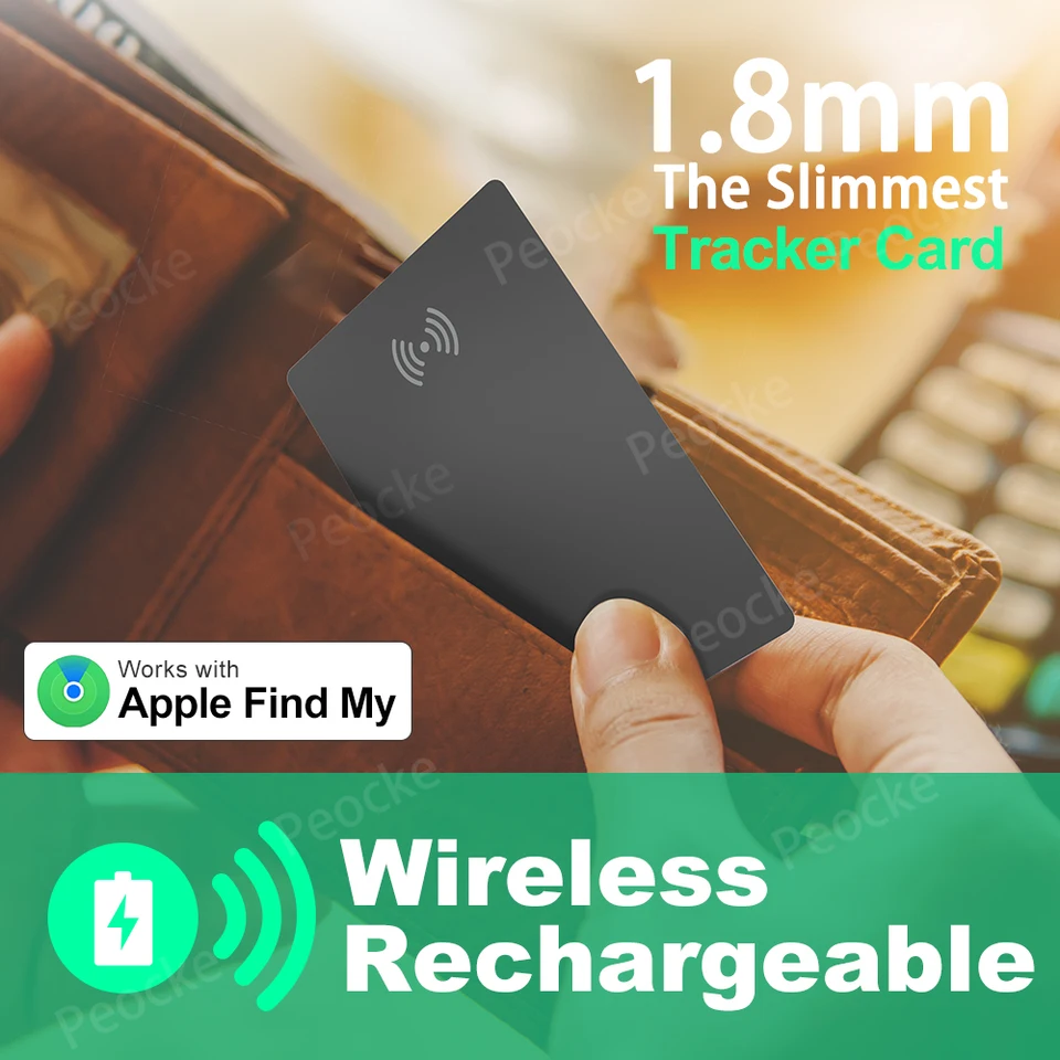 Wallet Anti-Loss Card Tracking Sledovanie GPS inteligentná značka s iPhone Nájdite moje zariadenie Bluetooth Ultra tenká karta bezdrôtový nabíjanie IP67