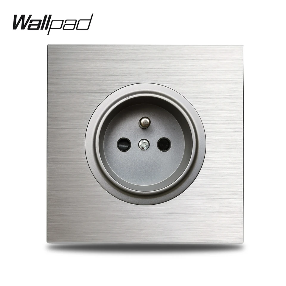 Wallpad Gray L6 Single 16a Francúzska stena elektrická zásuvka strieborná hliníková doska 1