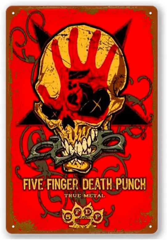 Wanfst Grunger Rockband Five Finger Death Punch Plagát cín cín Vintage Metal Sign Bar Club Wall Art Decoration 8x12 in