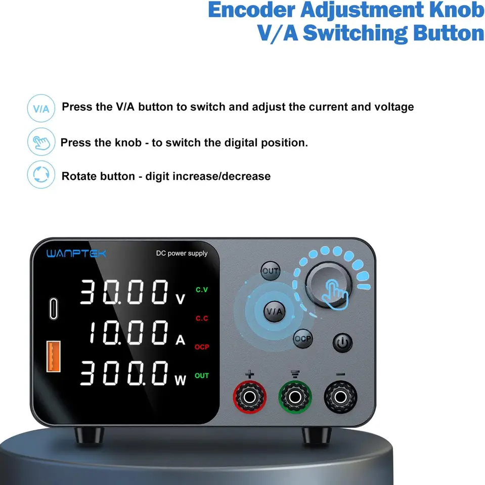 Wanptek DC Lab napájací zdroj TPS3010 Nastaviteľný zdroj 30V 10A prepínanie napájania 110V/220V pre mobilný telefón 5V 2A
