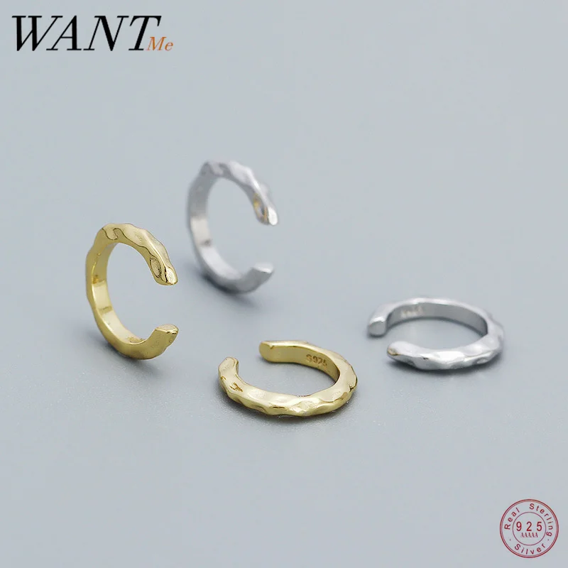 Wantme 925 Sterling Silver Geometric Nepravidelné klepanie NIE Piercing Uši sponky pre ženy pre ženy gotické francúzske uši